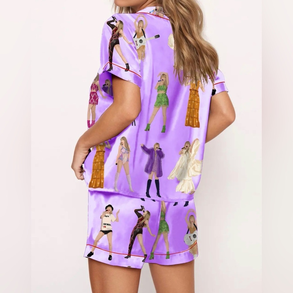 Taylor Swift Purple Silky print Pajama Set - Picture 2 of 3